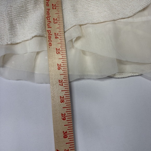 Brunello Cucinelli Womens Linen Silk Sweater Sequin Layered Tunic Cream Luxury M - Picture 13 of 14